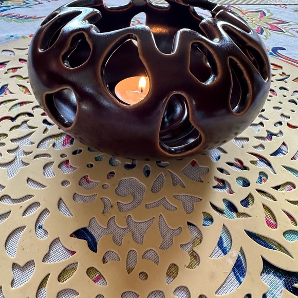 PartyLite Rich Brown Ceramic Base - Picture 2 of 6